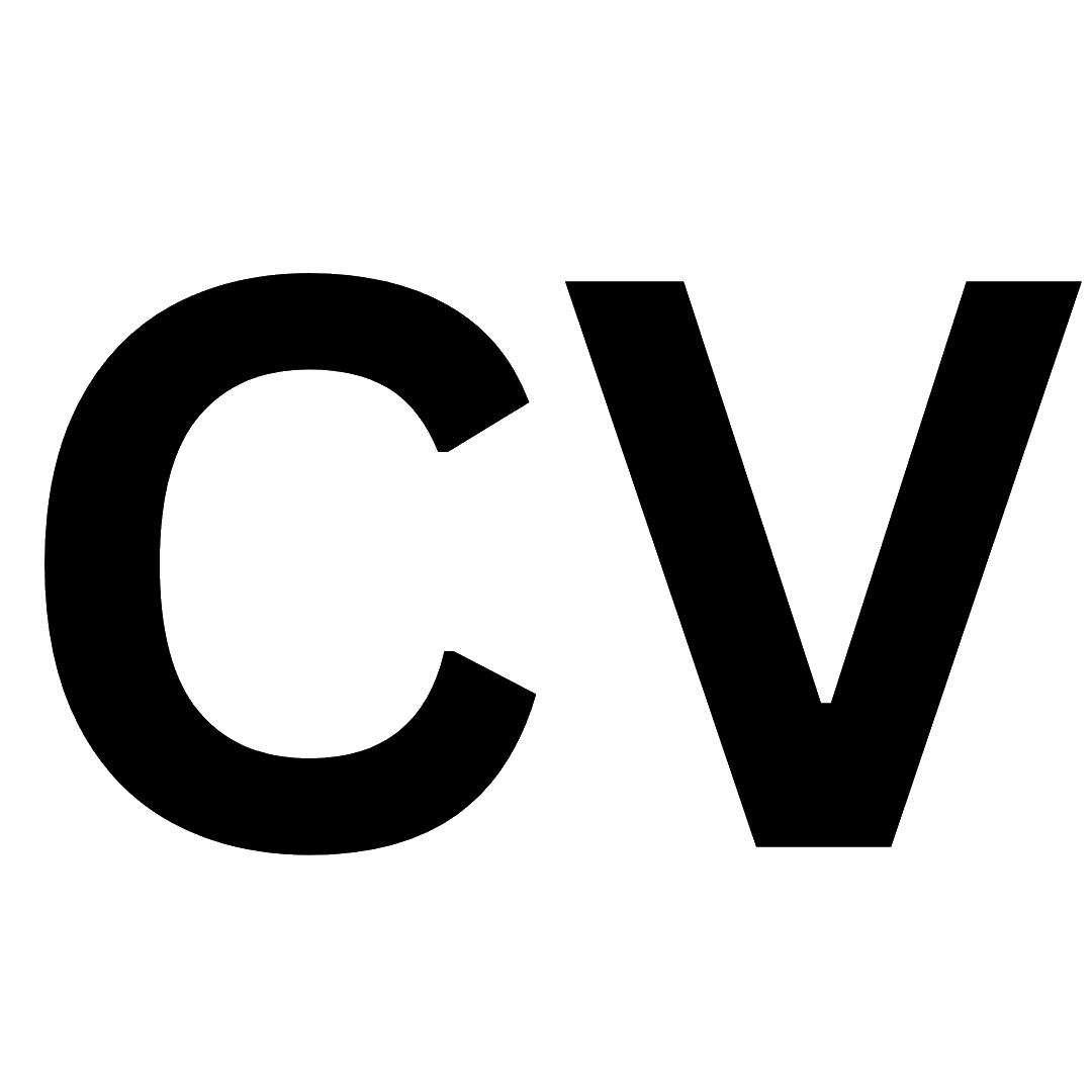 Black letters forming CV
